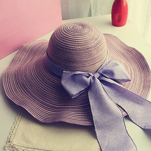 

Women's Straw Hat Bow Solid Colored Hat / Summer / Sun Hat