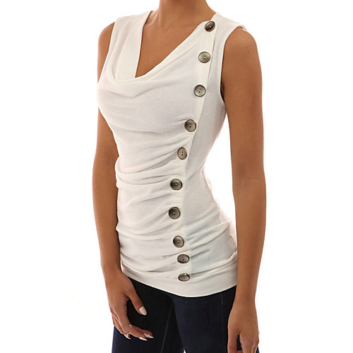 

Women's T shirt Solid Colored Sleeveless Daily Tops Streetwear White Black Gray