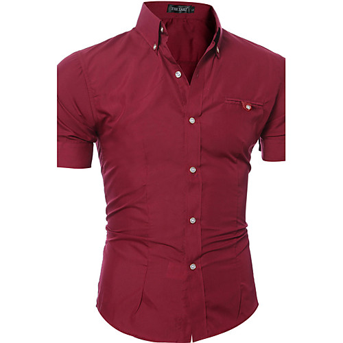 

Men's Shirt Solid Colored Short Sleeve Daily Tops White Black Purple