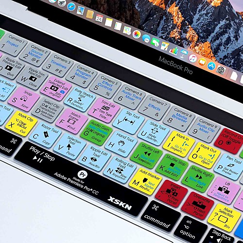 

XSKN Premiere Pro CC Shortcut Silicone Keyboard Skin and Touchbar Protector for 2016 New MacBook Pro 13.3/15.4 with Touch Bar Retina (US/EU Layout)