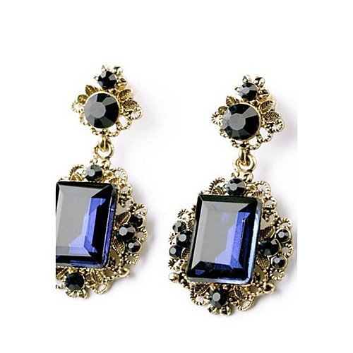 

Women's Sapphire Synthetic Sapphire Synthetic Emerald Drop Earrings Emerald Cut two stone Ladies Emerald Earrings Jewelry Green / Blue For Wedding Party 1pc