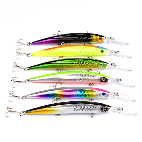 

6 pcs Fishing Lures Minnow Floating Bass Trout Pike Sea Fishing
