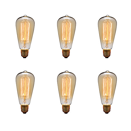 

6pcs 40 W E26 / E27 ST64 2300 k Incandescent Vintage Edison Light Bulb 220-240 V