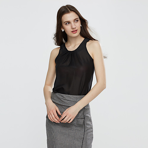 

Women's T shirt Solid Colored Sleeveless Daily Tops White Black