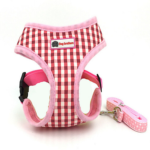 

Cat Dog Harness Safety Plaid / Check Fabric Small Dog Pink Blue