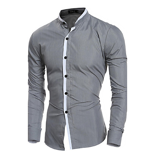

Men's Shirt Solid Colored Long Sleeve Daily Tops Business White Navy Blue Gray