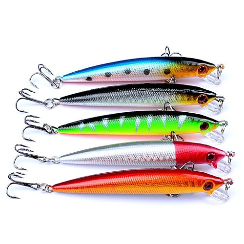 

5 pcs Fishing Lures Minnow lifelike 3D Eyes Floating Bass Trout Pike Sea Fishing Bait Casting Spinning