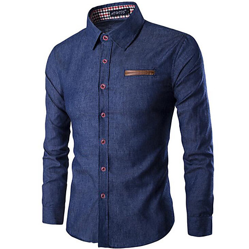 

Men's Shirt Solid Colored Basic Long Sleeve Daily Tops Blue Light Blue