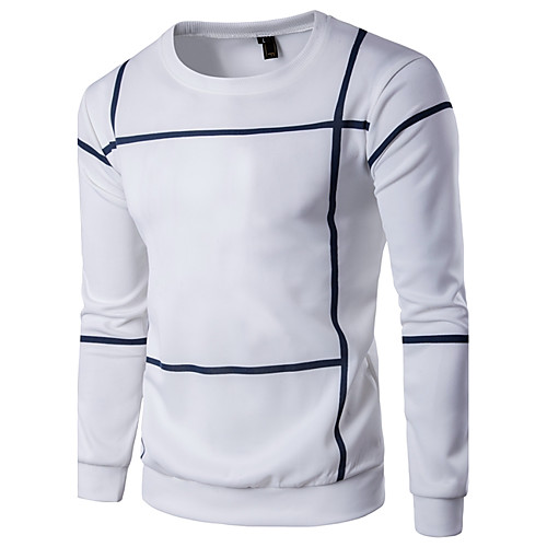 

Men's Plus Size Sweatshirt Striped Color Block Round Neck Daily Sports Weekend Active Basic Hoodies Sweatshirts Long Sleeve Gray White Black / Fall / Spring