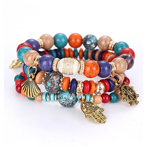 

Women's Bead Bracelet Beaded Layered Stacking Stackable Ball Rainbow Ladies Personalized Natural Fashion Balance of the Power Acrylic Bracelet Jewelry Red / Blue / Rainbow For Christmas Gifts Party