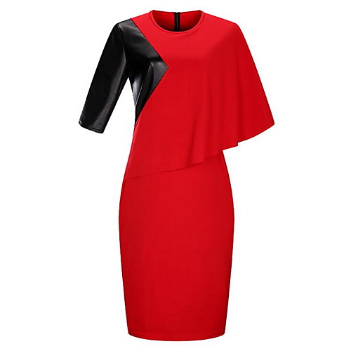 

Women's Bodycon Knee Length Dress Blue Yellow Blushing Pink Green Black Red Navy Blue Red Floral Color Block Lace Summer Round Neck Asymmetrical L XL XXL 3XL 4XL 5XL 6XL / Cotton / Plus Size / Cotton
