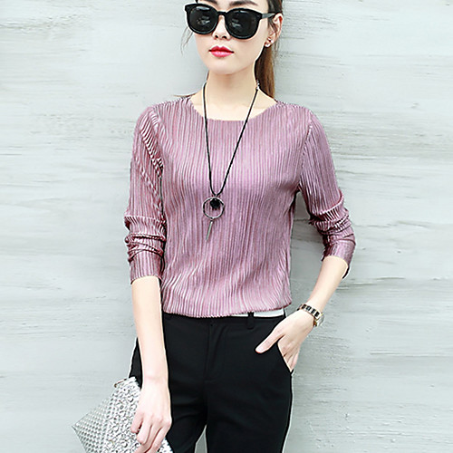 

Women's T shirt Solid Colored Long Sleeve Daily Tops Streetwear Black Purple Green