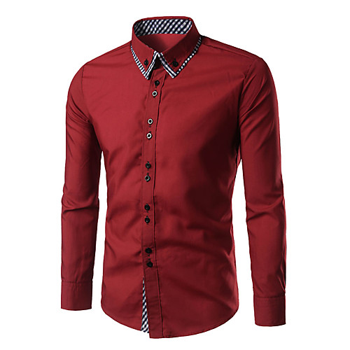 

Men's Shirt Check Long Sleeve Daily Tops Casual Button Down Collar Royal Blue White Black / Fall / Spring
