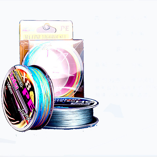 

PE Braided Line Dyneema Superline 8 Strands Abrasion Resistant Fishing Line 100M / 110 Yards Rainbow