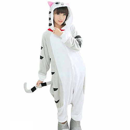 

Kigurumi Pajamas Adults' Cat Onesie Pajamas Flannel Fabric Gray Cosplay For Men and Women Animal Sleepwear Cartoon Festival / Holiday Costumes / Leotard / Onesie