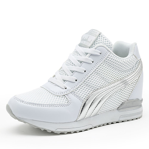 

Women's Sneakers Wedge Heel / Creepers Round Toe Lace-up Tulle Creepers Walking Shoes Spring / Summer / Fall White / Black / Pink / EU39