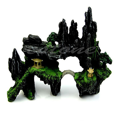 

Fish Tank Aquarium Decoration Ornament Rock Outcrop Green Artificial Resin 24 9 17 cm