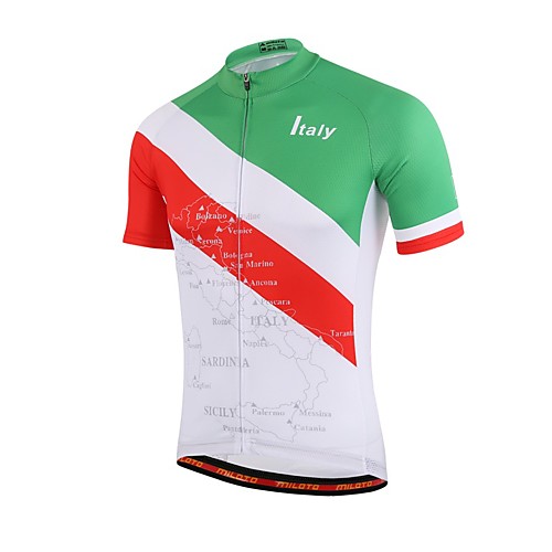 

Miloto Women's Men's Short Sleeve Cycling Jersey Summer Coolmax Red / Green Geometic Italy Bike Jersey Top Mountain Bike MTB Road Bike Cycling Back Pocket Sweat wicking Sports Clothing Apparel