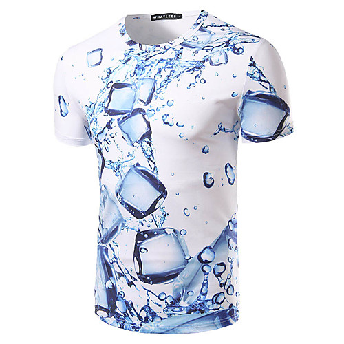

Men's T shirt Shirt Graphic Print Short Sleeve Daily Slim Tops Basic Round Neck Blue / Summer / Beach