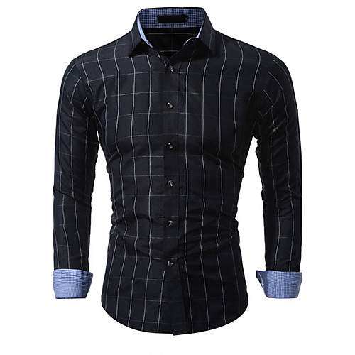 

Men's Color Block Shirt - Cotton Daily Black / Red / Long Sleeve