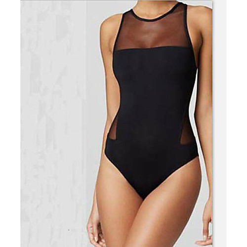 

Women's One Piece Swimsuit Black Swimwear Halter Neck Bathing Suits / Beach / Slim