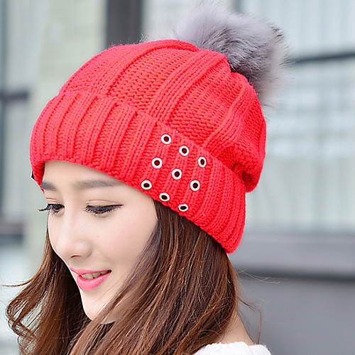 

Women's Vintage Work Casual Knitwear Beanie / Slouchy-Solid Colored Winter Black Blushing Pink Red