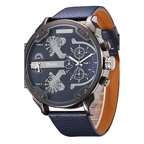 

Men's Sport Watch Military Watch Wrist Watch Genuine Leather Black / Blue / Brown Water Resistant / Waterproof Calendar / date / day Creative Analog Charm Luxury Vintage Casual Bangle - Dark Blue