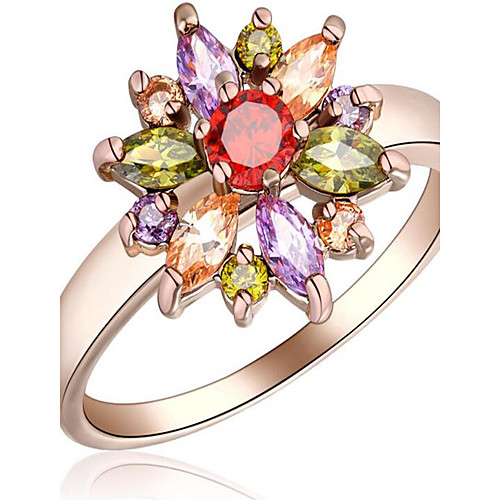 

Women's Ring Cubic Zirconia White Rose Rose Gold Zircon Alloy Ladies Party Special Occasion Jewelry Flower Flower
