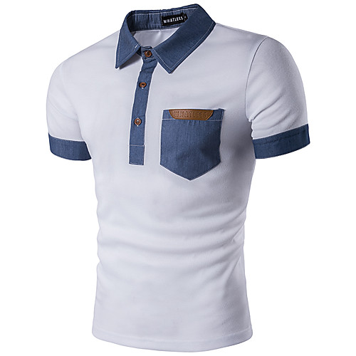 

Men's Golf Shirt Geometric Short Sleeve Daily Tops Streetwear Shirt Collar White Black