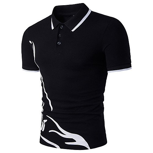 

Men's Golf Shirt Color Block Print Short Sleeve Daily Slim Tops Cotton Active Shirt Collar White Black / Sports / Summer