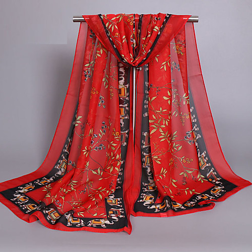 

Women's Chiffon Rectangle Scarf - Floral Print / Cute / Spring / Summer / Fall