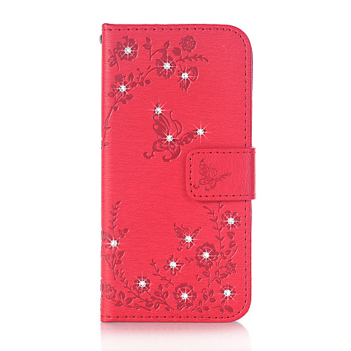 

Phone Case For Samsung Galaxy Full Body Case J5 (2016) J3 (2016) Grand Prime Core Prime Wallet Card Holder Rhinestone Butterfly Hard PU Leather