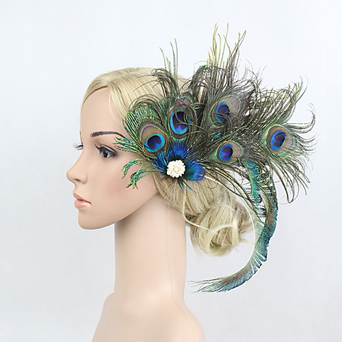 

Vintage 1920s The Great Gatsby Rhinestone / Feather / Alloy Flowers / Headwear / Hair Clip with Floral 1pc Special Occasion Headpiece