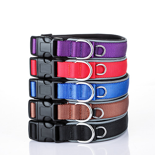 

Dog Collar Reflective Adjustable / Retractable Training Safety Solid Colored Nylon Black Red Blue
