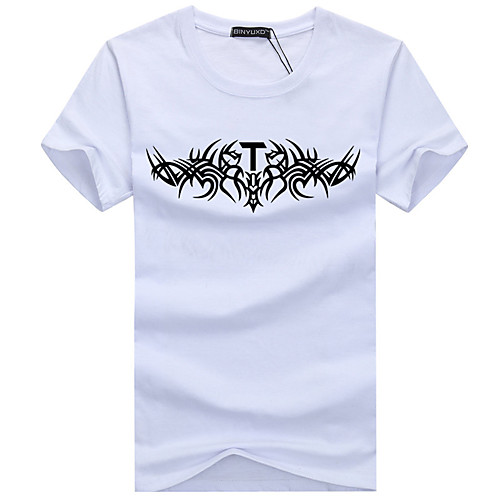 

Men's T shirt Graphic Plus Size Print Short Sleeve Daily Tops Cotton Basic White Black Blue