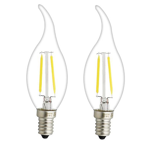 

ONDENN 2pcs 3 W LED Filament Bulbs 300 lm E14 E12 CA35 2 LED Beads COB Dimmable Warm White 220-240 V 110-130 V / 2 pcs / RoHS