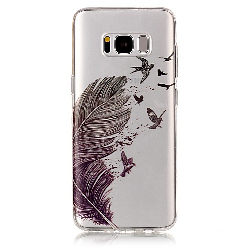 

Phone Case For Samsung Galaxy Back Cover S8 Plus S8 S7 edge S7 S6 edge S6 S5 IMD Transparent Pattern Feathers Soft TPU