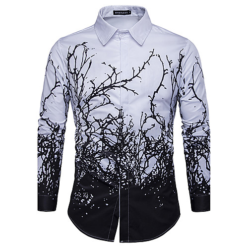 

Men's Shirt Print Long Sleeve Daily Tops White