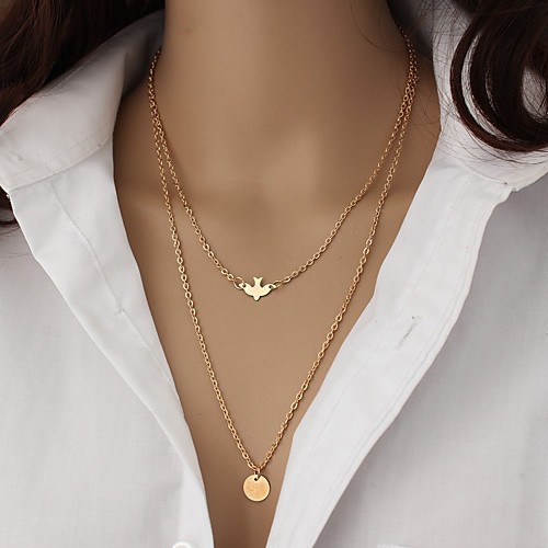 

Women's Layered Necklace Layered Stacking Stackable Bird Animal Peace Ladies Double-layer Multi Layer Alloy Gold Necklace Jewelry For Daily Casual