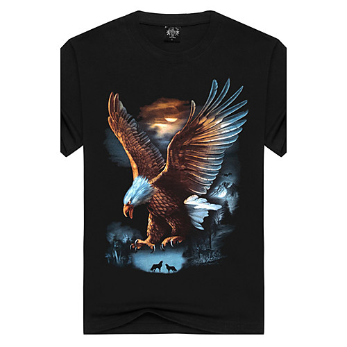 

Men's T shirt Animal Print Short Sleeve Daily Tops Cotton Active Black