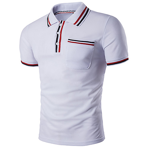 

Men's Golf Shirt Tennis Shirt Striped Solid Colored Short Sleeve Daily Slim Tops Basic Streetwear Shirt Collar White Light gray Black / Summer