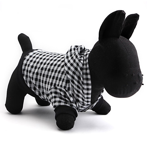 

Cat Dog Hoodie Plaid / Check Dog Clothes Puppy Clothes Dog Outfits Breathable Black Costume for Girl and Boy Dog Cotton XS S M L