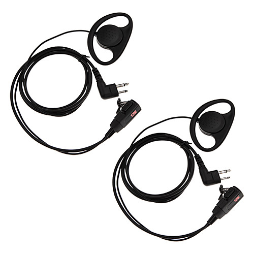 

365 Accessories 2Pcs 2-pin D Shape Earpiece Headset PTT Mic for Motorola GP88 CT150 Walkie Talkie Radio
