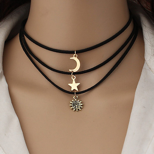 

Women's Pendant Necklace Pendant Star Crescent Moon Ladies Flannelette Alloy Gold Necklace Jewelry 3pcs For Party Wedding Special Occasion Birthday Casual Daily