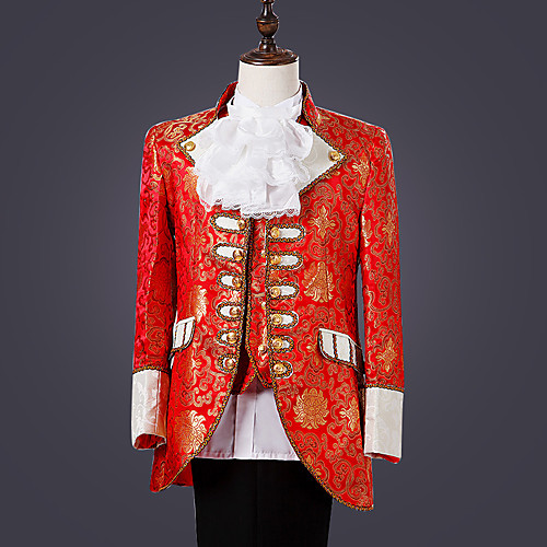 

Prince Cosplay Costume Tuxedo Suits & Blazers Tailcoat Men's Embossed Rococo Medieval 18th Century Party Prom Halloween Carnival Festival / Holiday Lace Purple / Red / LightBlue Men's Carnival / Top