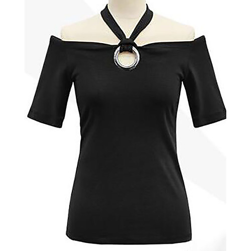 

Women's T shirt Solid Colored Plus Size Short Sleeve Daily Tops Cotton White Black Yellow