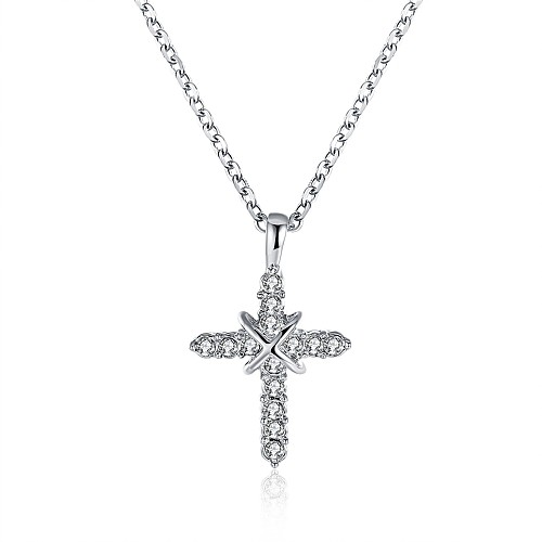

Women's AAA Cubic Zirconia Pendant Necklace Chain Necklace Crossover Cross Friends Friendship Ladies Personalized Geometric Unique Design Zircon Rhinestone Silver Plated Gold Silver Rose Gold Necklace
