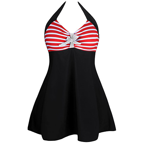 

Women's One Piece Swimsuit Red Swimwear Halter Neck Bathing Suits