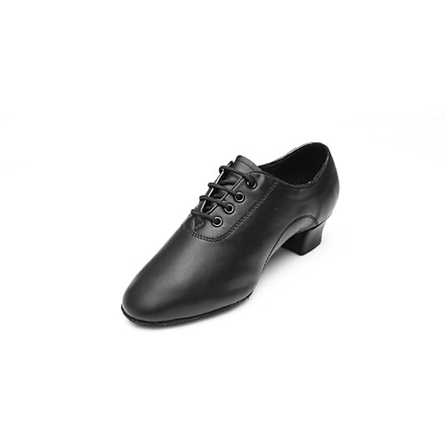 

Men's Latin Shoes Sneaker Split Sole Chunky Heel Black Lace-up Kid's