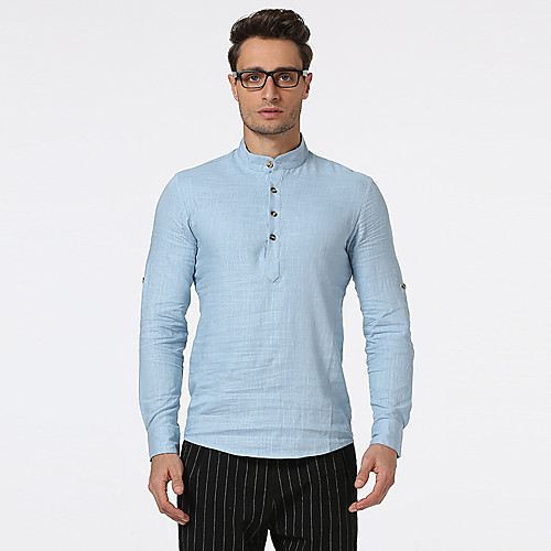 

Men's Shirt Solid Colored Long Sleeve Daily Tops Basic White Black Red